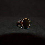 Round Onyx Signet Ring - Silver