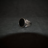 Round Onyx Signet Ring - Silver