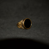 Round Onyx Signet Ring - Gold