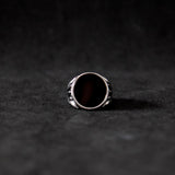 Round Onyx Signet Ring - Silver