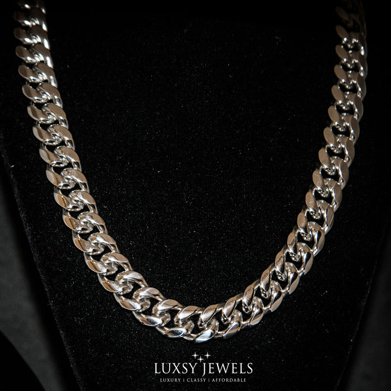 12mm Miami Cuban Chain - Silver - Luxsy Jewels